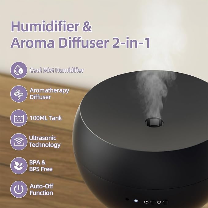 Essential Oil Diffuser, Small Ultrasonic Aromatherapy Diffuser - Image 3