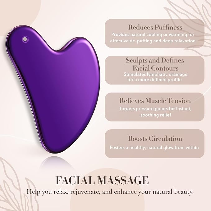 Nuanchu Stainless Steel Gua Sha Facial Tool, Metal Gua Sha - Image 5