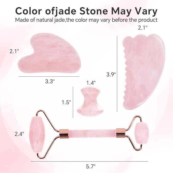 Jade Roller & Gua Sha Set for Face – 4PCS Natural Facial Massage Tools Kit - Image 8