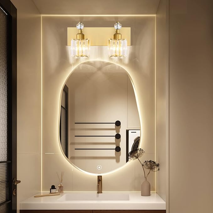 PRESDE 2 Crystal Bathroom Lights Fixtures Modern Gold Vanity Lights Fixtures - Image 3