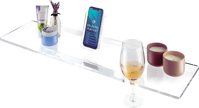40" Supreme - Clear Acrylic Bathtub Tray Caddy Tub Shelf, Spa Board Luxury by REBECCA+LUXURIOUS+BATH