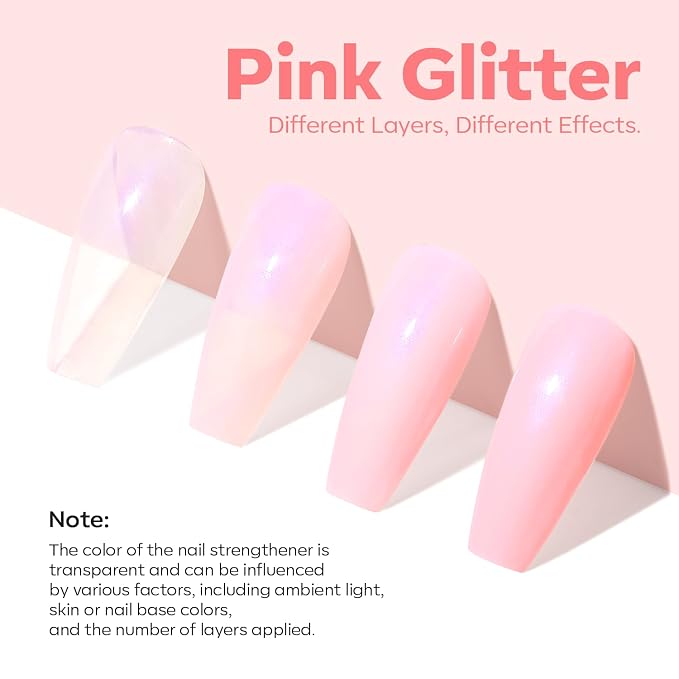 modelones Nail Strengthener, Sparkle Pink Nail Polish Nail Repair - Image 4