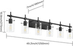 SOLFART Black Vanity Light fixtures 49.2 inch 6 Lights Wall Light Fixtures - Image 3