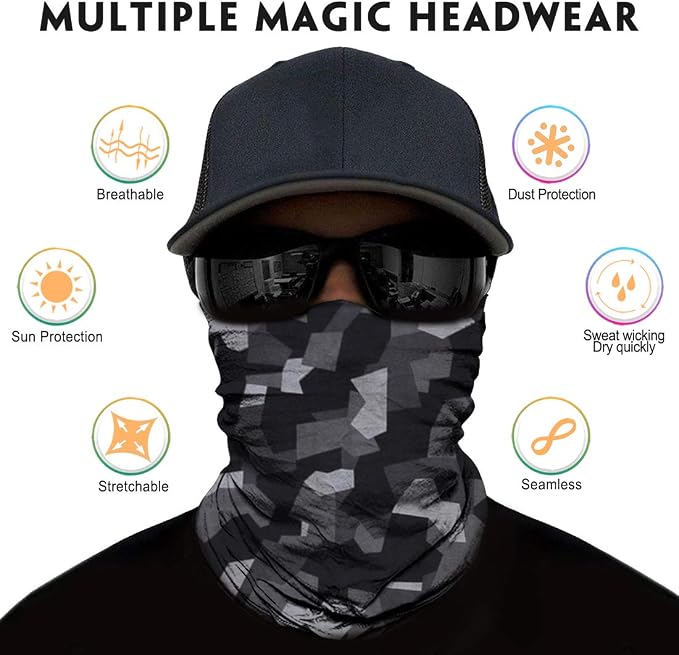 Venswell Neck Gaiter Face Mask Men Women, Seamless Bandana Rave Face Cover - Image 2