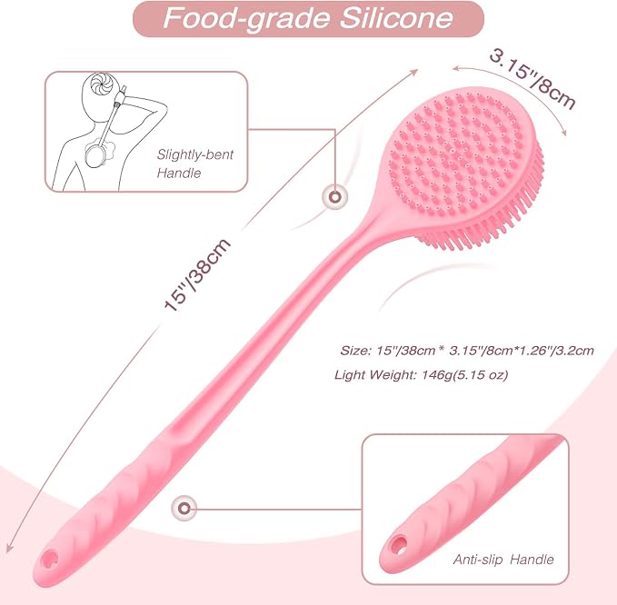 Manmihealth Silicone Back Scrubber & Bath Glove & Face Brush Set, - Image 2