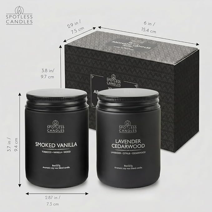 Mens Candle 2 x 8oz Pack Smoked Vanilla and Lavender Cedarwood Scents - Image 3