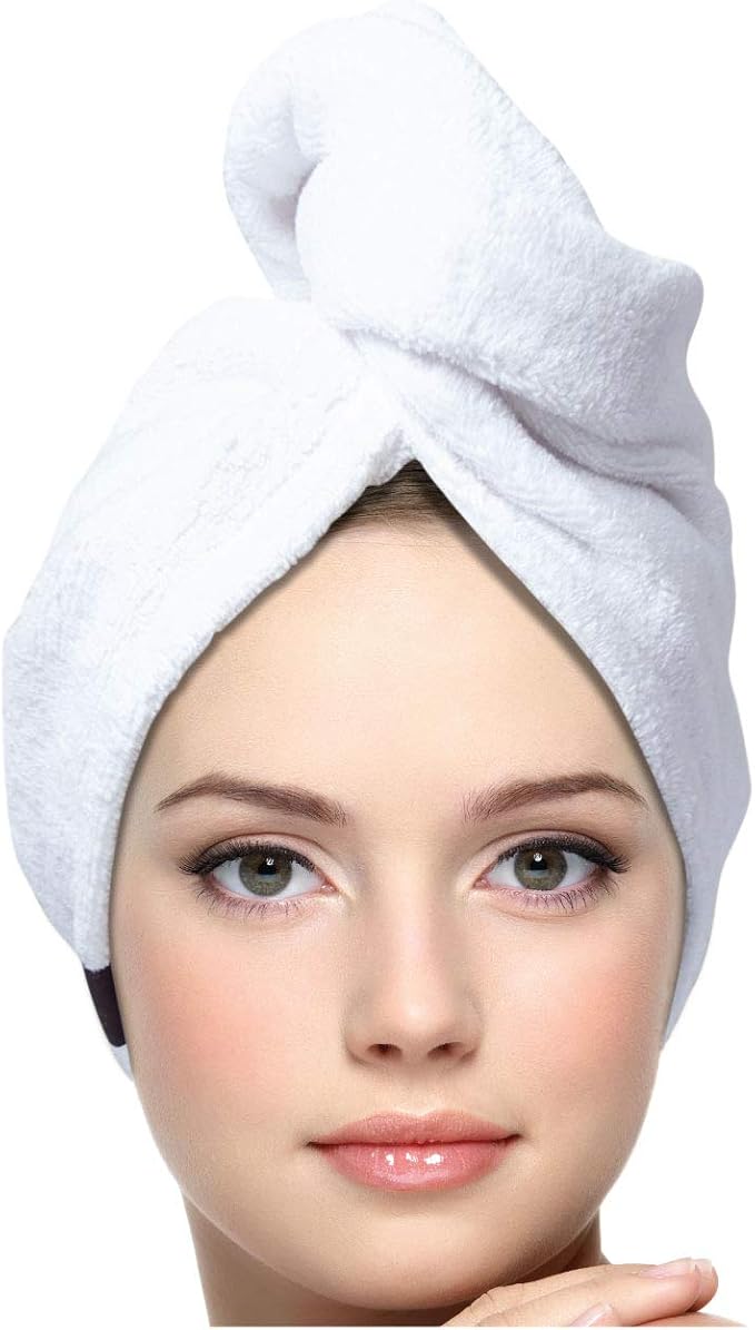 KEEPOZ 100% Cotton Hair Towel Wrap Quick Dry Super Absorbent Turban Head Wrap by KEEPOZ