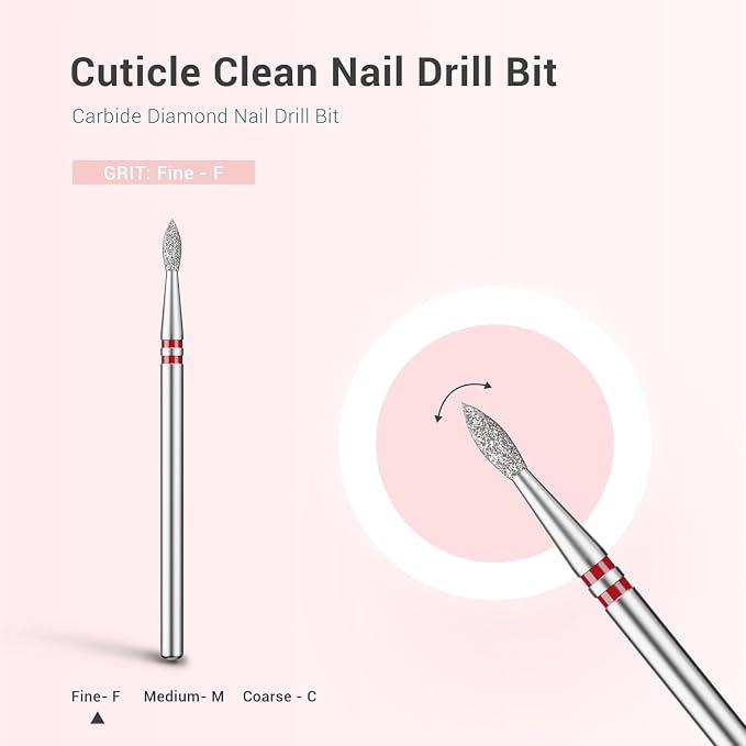 MelodySusie 2.1mm Nib Shape Cuticle Clean Nail Drill Bit 3/32'', Professional - Image 4