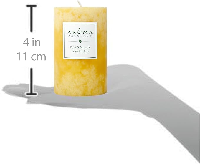 Aroma Naturals Essential Oil Orange and Lemongrass Scented Pillar Candle - Image 4