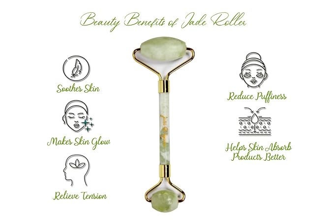Jade Roller & Gua Sha Set Facial Beauty Tools, Face Roller Skin Massager - Image 3