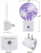 Night Lights Auto Sensor Tropical Palm Trees Night Light Purple Linen Coastal - Image 2