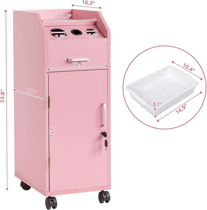 Modern Styling Station Cart for Hair Stylist, Wooden Hair Salon Station Storage - Image 2