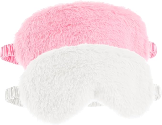 2 Pcs Plush Fluffy Eye Mask Soft Sleeping Blindfold Eye Cover Comfortable Furry - Image 7