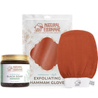 Natural Elephant Moroccan Black Soap 200g and Exfoliating Hammam Glove Combo by NaturalElephant