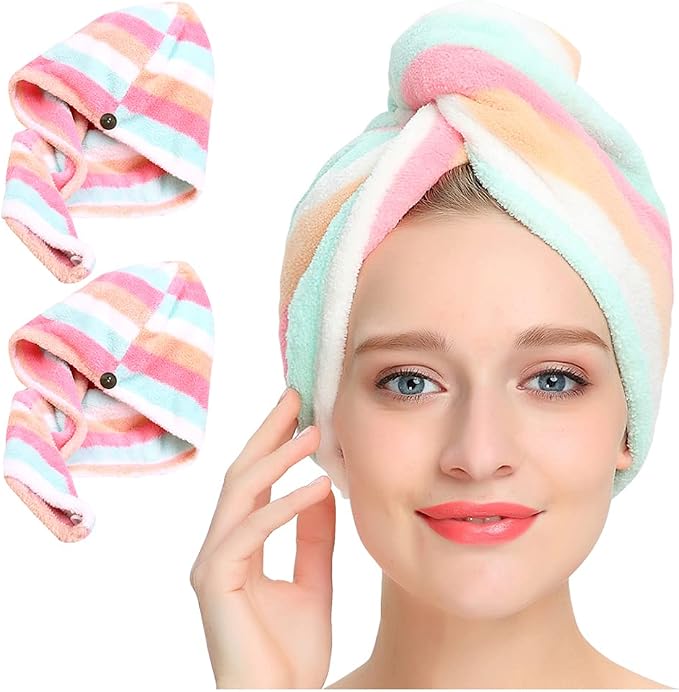 AuroTrends Microfiber Hair Towel 2Pack, Hair Towel Wrap by AuroTrendsDirect