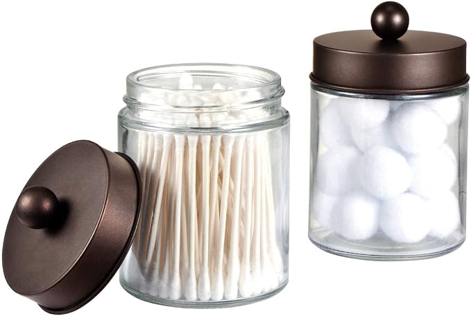 Amolliar 6Pc Apothecary Jars Bathroom Vanity Organizer- Rustic Farmhouse Decor - Image 8