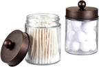 Amolliar 6Pc Apothecary Jars Bathroom Vanity Organizer- Rustic Farmhouse Decor - Image 8