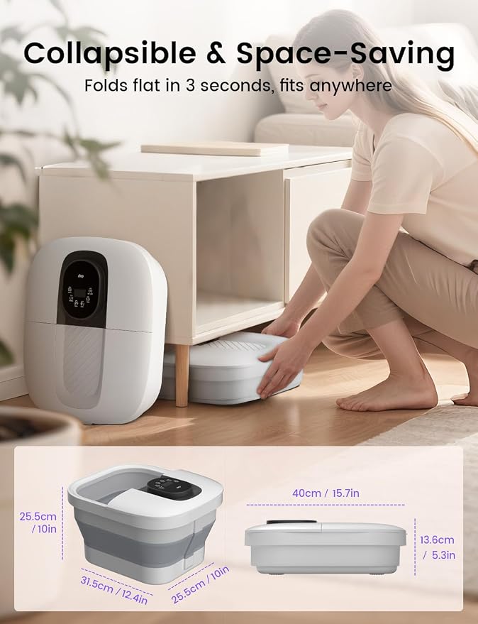 RIKE Collapsible Foot Spa with Fast PTC Heating and Massage, 14 Temp Control - Image 6