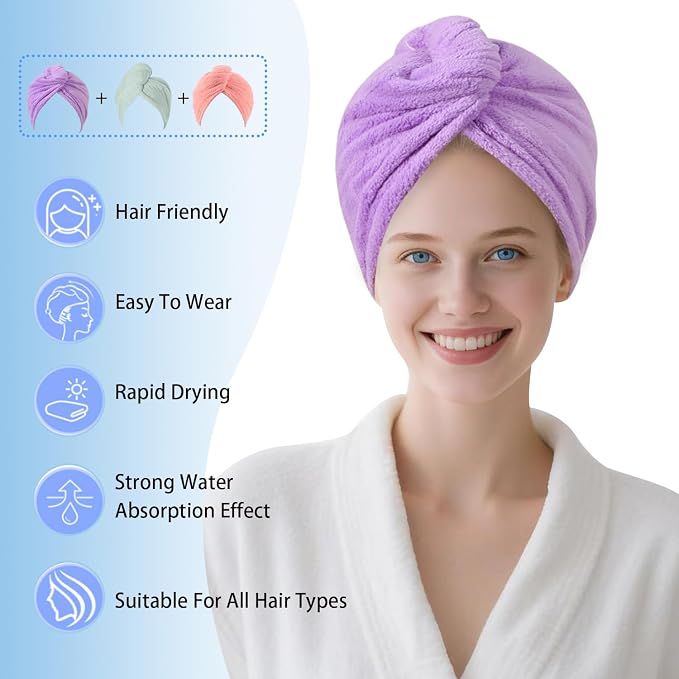 Microfiber Hair Drying Towel Wrap - Image 2
