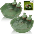 2 Pack Ceramic Bird Bath for Outdoors, 5.5" Ground Birds Bath Bowl for Outside by ELFULLY
