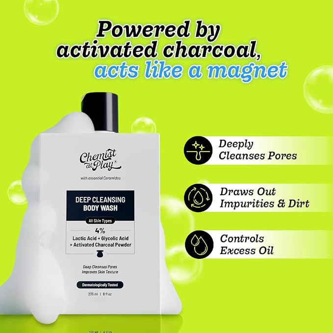 Chemist at Play Deep Cleansing Body Wash| Activated Charcoal Removes Dirt | - Image 2