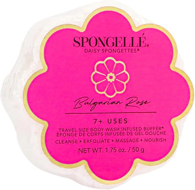 Spongellé Bulgarian Rose Daisy Spongette Bath Sponge | Built-in Body Wash & by Spongell%C3%A9