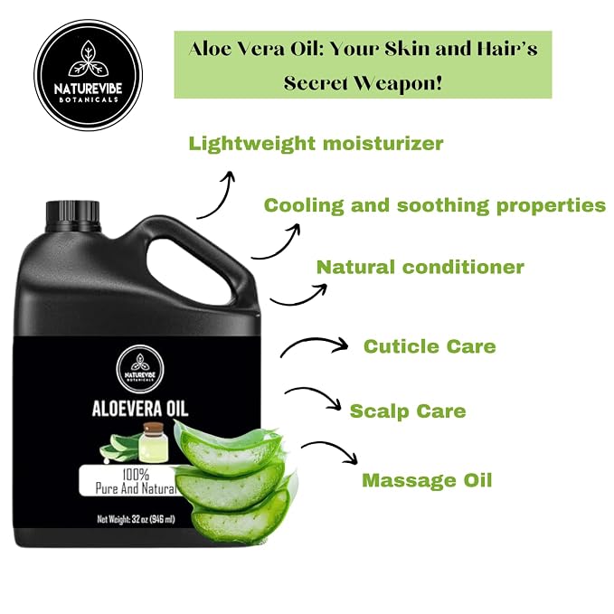 Naturevibe Botanicals Aloevera Oil 32 Ounces | 100% Pure and Natural | Great - Image 7