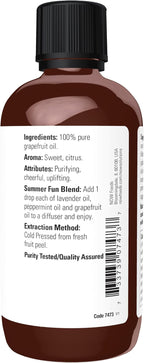 NOW Essential Oils, Grapefruit Oil, Sweet Citrus Aromatherapy Scent, Cold - Image 2