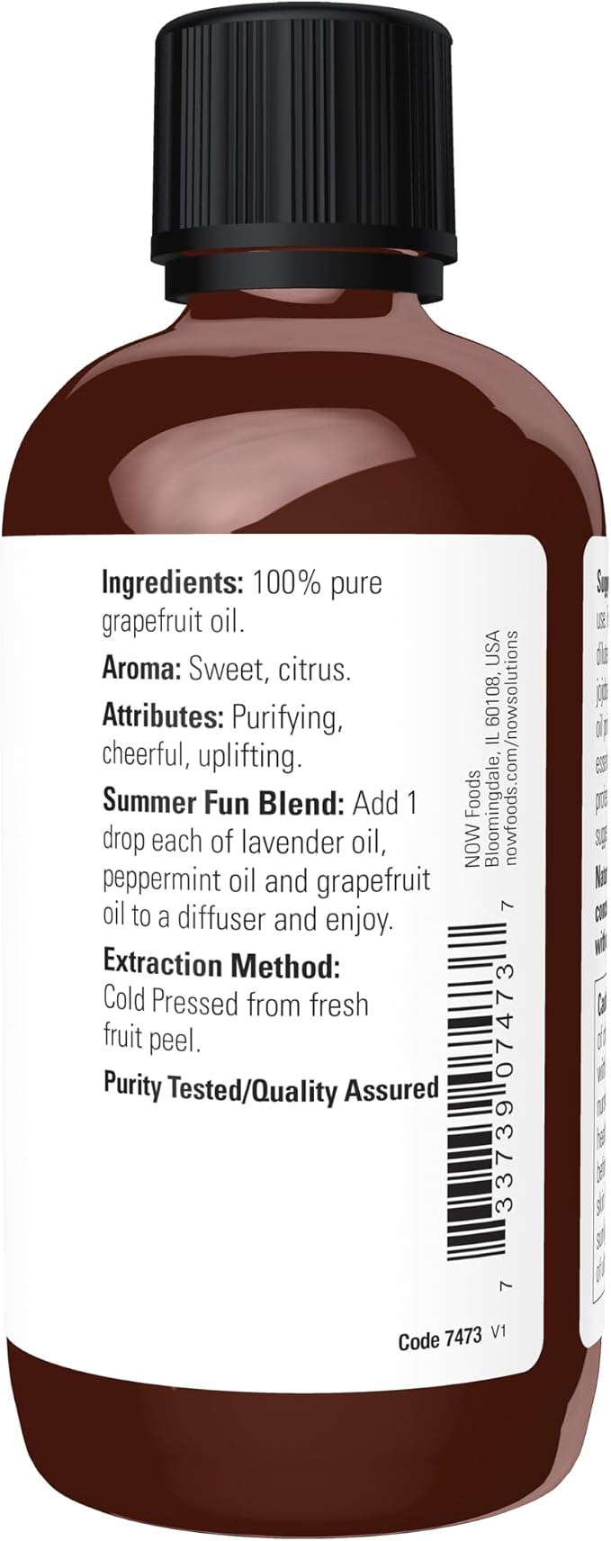 NOW Essential Oils, Grapefruit Oil, Sweet Citrus Aromatherapy Scent, Cold - Image 2