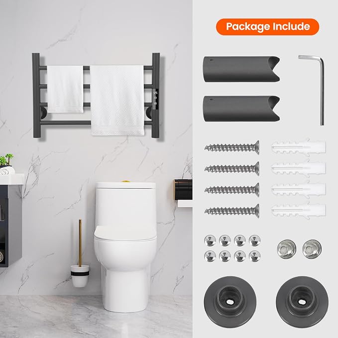 4 Bars Towel Warmer Rack, Electric Wall Mounted Heated Towel Rack - Image 6