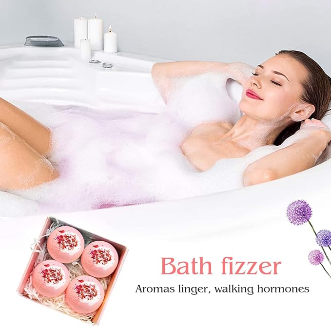 Dried Flower Bath Bombs Salt Balls, Rose Extract Essential Oils, Moisturizing - Image 3