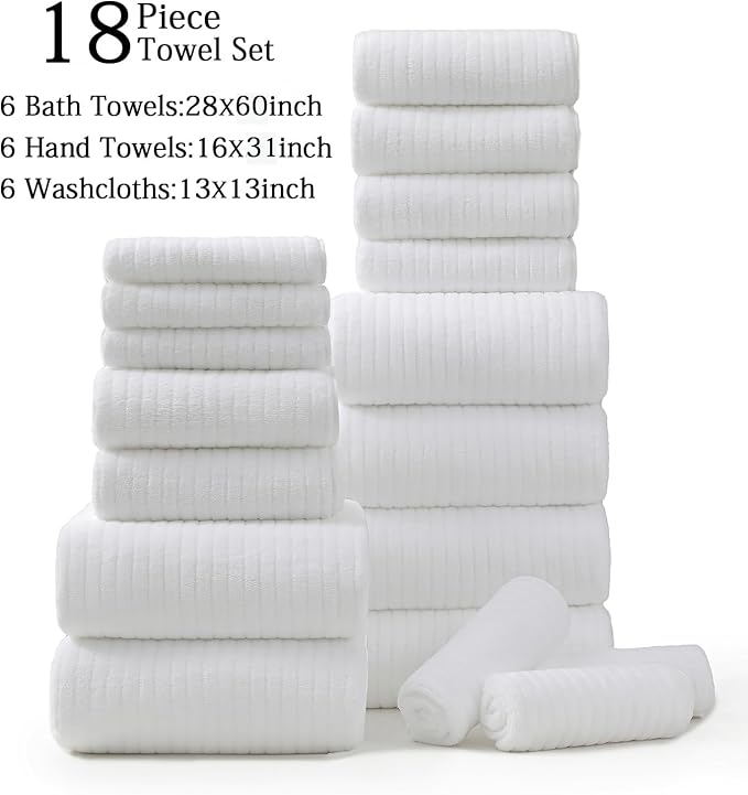 18 Piece Family Bath Towel Set Include 6 Bath Towels, 6 Hand Towels and 6 - Image 9