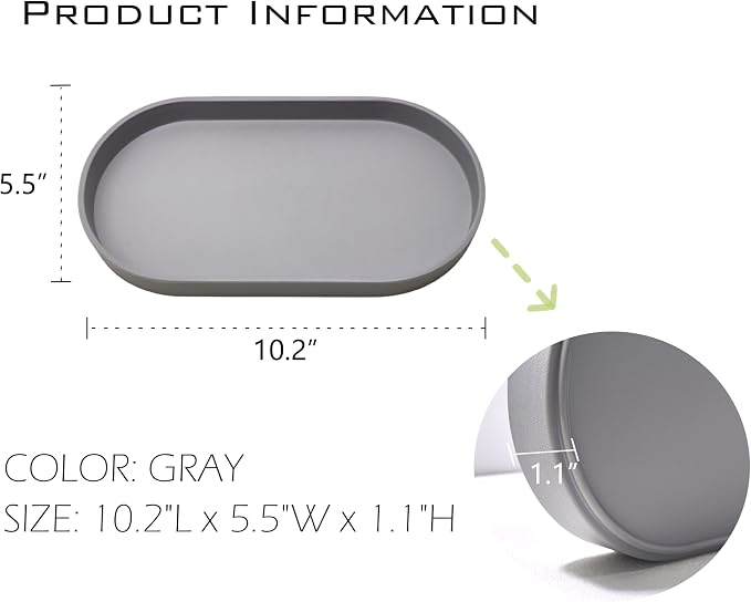 Gray Small Tray, Oval Tray for Kitchen Counter, Bathtub Bathroom Vanity Items - Image 6