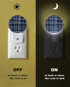 Night Lights Auto Sensor Navy Blue Checked Plaid Night Light Minimalist Grid - Image 6