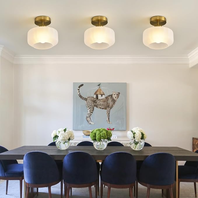 Industrial Gold Matte Light Fixtures Ceiling Mount, - Image 2