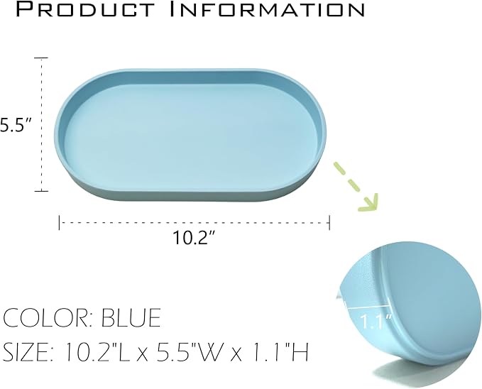 Blue Small Tray, Oval Tray for Kitchen Counter, Bathtub Bathroom Vanity Items - Image 6