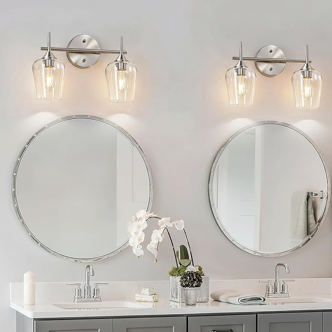 MOKATNG 2-Light Bathroom Light Fixtures, Brushed Nickel Vanity Lights - Image 5