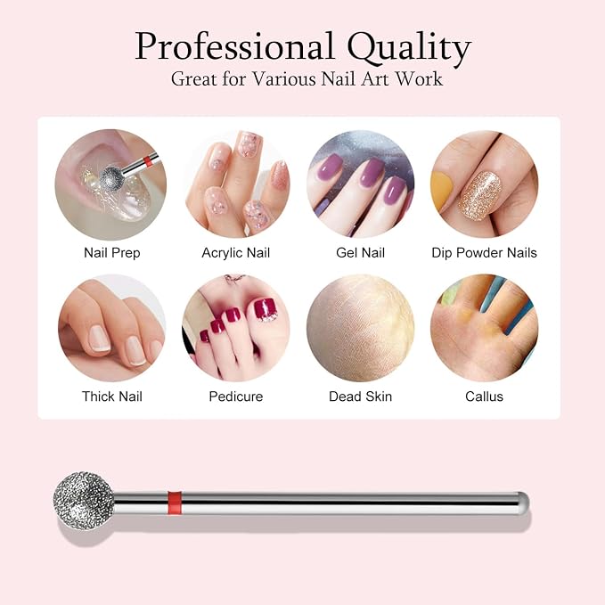 10pcs Safety Ball Cuticle Drill Bits, Carbide Diamond Nail Bits - Image 5