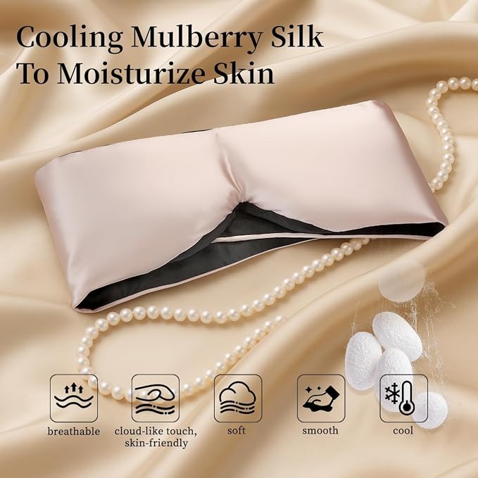 USlixury Silk Sleep Mask, 3D Contoured Sleeping Masks, 100% Mulberry Silk - Image 4