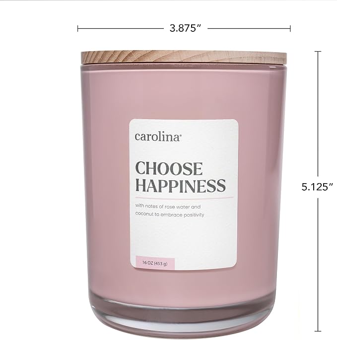 Carolina Choose Happiness 16 oz Scented Candle, 2 Wick Wellness Relaxing Candle - Image 4