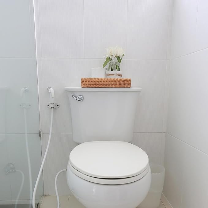 Rattan Bathroom Vanity Trays Toilet Tank Baskets Long Narrow Hand Towel Storage - Image 8