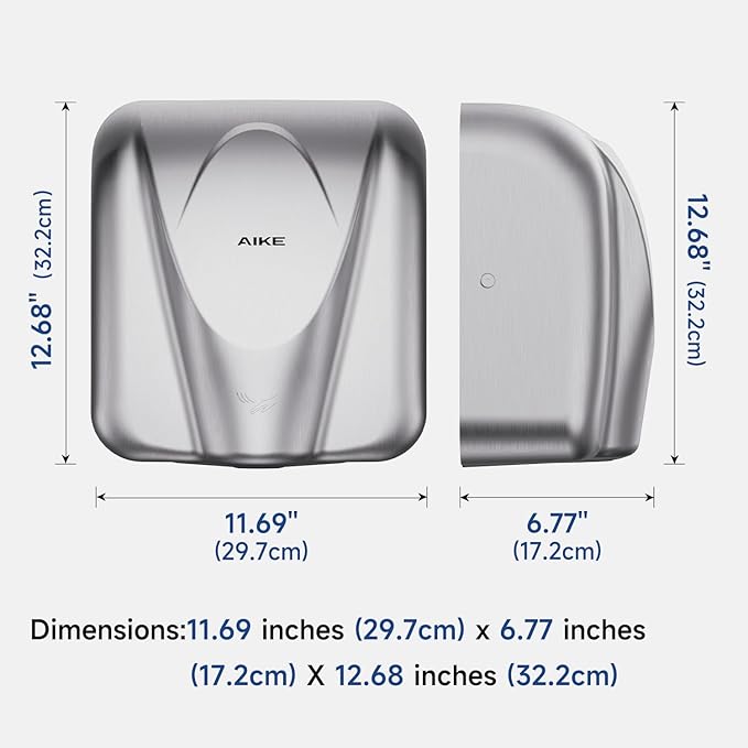 AIKE Elephant Power Commercial Hand Dryer High Speed Auto Warm Wind, Brushed - Image 3