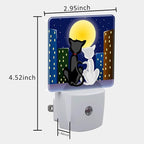 Night Light for Kids Girls Boys, Romantic Couple Cats Under Moon LED Night - Image 5