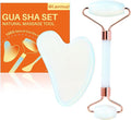 Opal Gua Sha and Face Roller, Real Jade Gua-Sha Stone Facial Tools Set by Olamuo