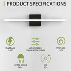 LED Bathroom Vanity Light, 14W Bathroom Mirror Light Fixtures, 3 Color - Image 3