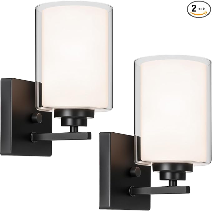 Set of 2 Wall Sconces for Bathroom, Modern Vanity Light Fixtures, Matte Black by WelcometoVerRon