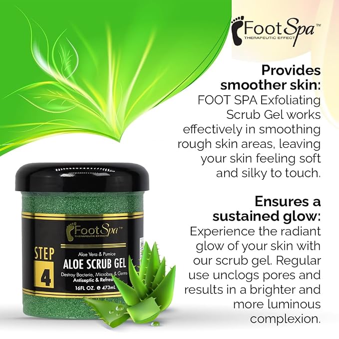 FOOT SPA - Exfoliating Scrub Gel, 16 Oz - Manicure, Pedicure and Body - Image 6