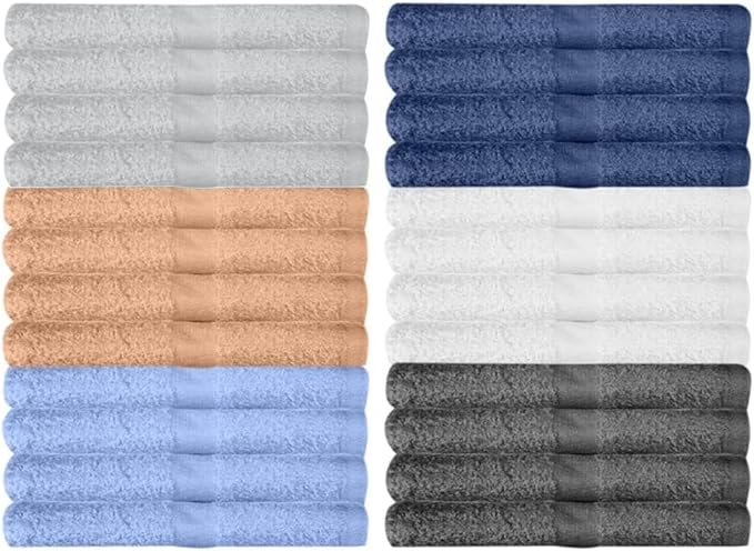 KAHAF COLLECTION 24 Pack Wash Cloths | Multicolour 100% Cotton Extra Absorbent by KAHAF+COLLECTION