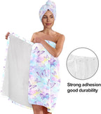 Women's Butterfly Print Towel Wrap and Hair Drying Cap Set – Pastel Microfiber - Image 4