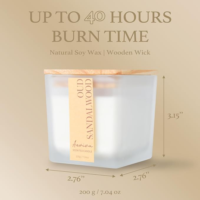 Scented Candle, 7.04 oz Oud Sandalwood Aromatherapy Candle, Natural Soy Wax - Image 6